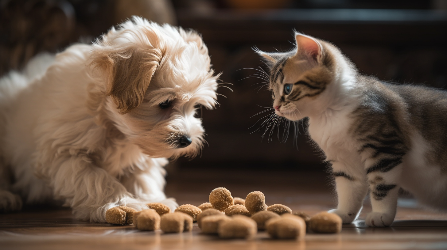 kittens playing with puppies