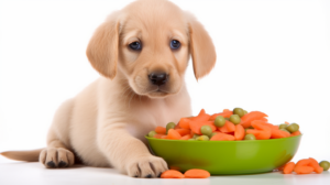 puppy eating healthy